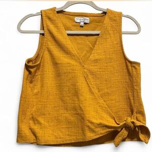 Madewell Mustard Sleeveless Wrap Blouse
